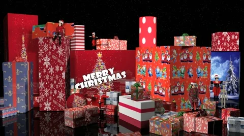 3D Model Of Falling Christmas Presents Stock Footage 42305980