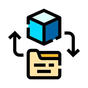 3d model file conversion and data exchange icon Stock Illustration