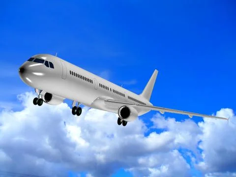 3d model of a flying airplane. Stock Illustration