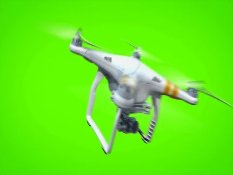 3d model of a flying drone on a green background. 4k video Stock Footage 72343478