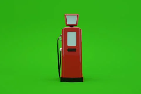 3d model of a gas pump for refueling a car on a green isolated background. Red Stock Illustration