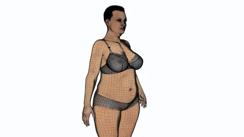 3d model of the girl is getting fat and ... | Stock Video | Pond5