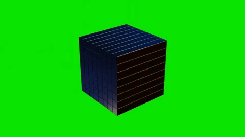 3D model of glossy cube made of small cubes rotates on green background. 3D rend 库存影片 310882255