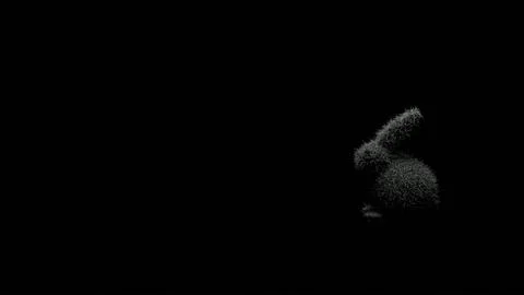 3D model of gray Easter bunny on black background, scary bunny Stock Photos