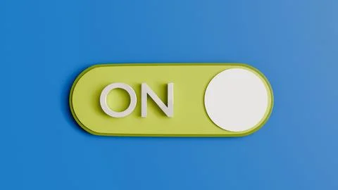 3D model of green power button design on blue background Illustrazione stock