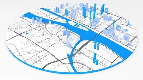 3d model Guangzhou map background loop. Spinning around China city air foot.. Vidéo 242362782