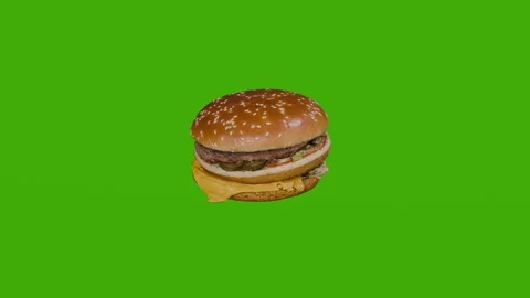A 3D model of a hamburger rotates on a green screen Stock Footage 279063589