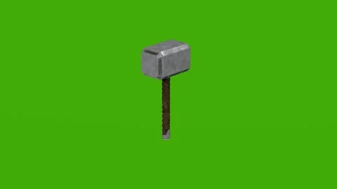 The 3D model of the hammer of Thor Mjolnir rotates on a green screen Stock Footage 279077532