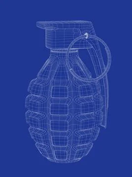 3D model of hand grenade 3D wire-frame model of fragmentation hand grenade... Stock Photos