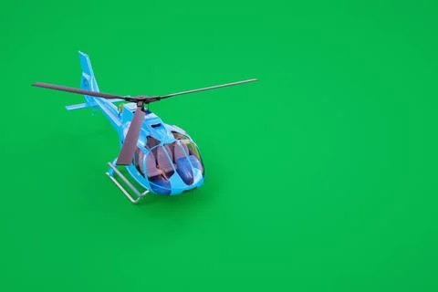 3D model of a helicopter. Blue helicopter on a colored background. Computer Stock Illustration