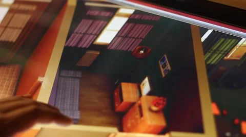 3d model of home interior on touch screen computer Stock Footage 59156805
