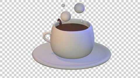 3D Model of Hot chocolate cup with face Stock Illustration