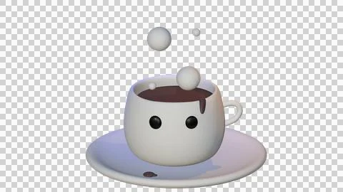 3D Model of Hot chocolate cup with face Stock Illustration