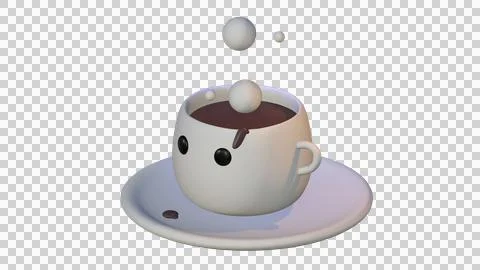 3D Model of Hot chocolate cup with face Stock Illustration