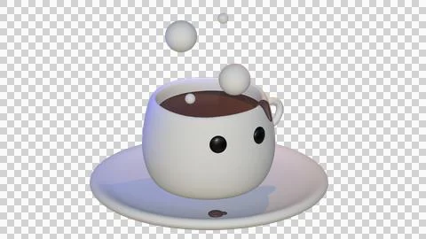 3D Model of Hot chocolate cup with face Stock Illustration