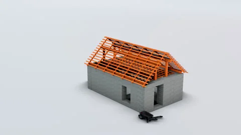 3d model of a house under construction Vidéo 149027826