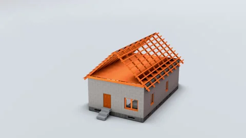 3d model of a house under construction Stockbeeldmateriaal 149027991