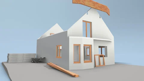 3d model of a house under construction Stock Footage 149251518