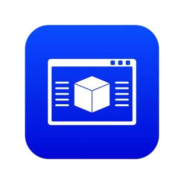 3d model icon digital blue 스톡 일러스트