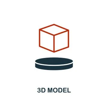 3D Model icon in two color design. Red and black style elements from machine Illustrazione stock
