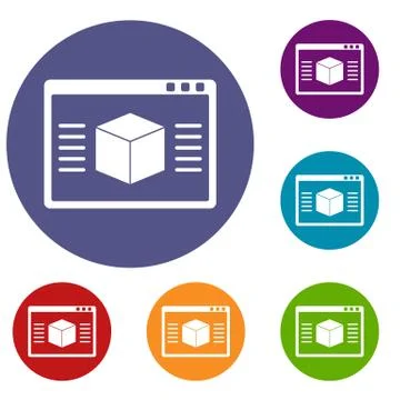 3d model icons set Stock Illustration