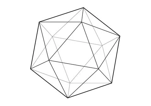 3D model of icosahedron shape, vector illustration platonic solid isolated Illustrazione stock