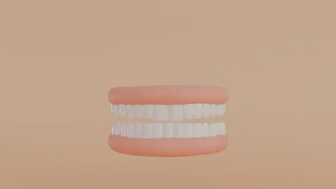 3D model of jaw with teeth on beige background, dentistry and care Stock Illustration