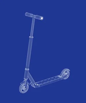 3D model of kick scooter Stock Illustration