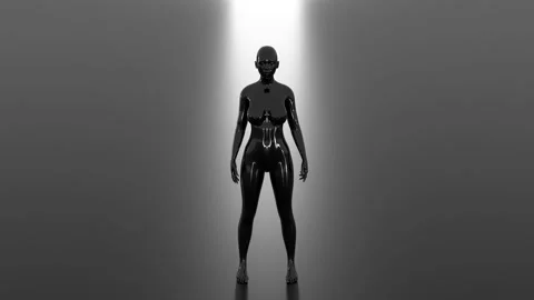 3D model of lady with light rays rotate. Seamless loop Stock Footage 154560349