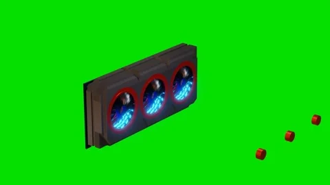 3D model of a large modern video card. Assembled from parts on a green backgroun Stock Footage 300845050
