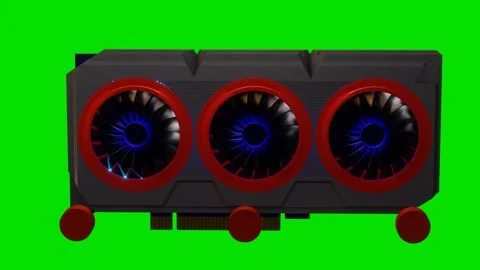 3D model of a large modern video card. Assembled from parts on a green backgroun Stock-Footage 300845061