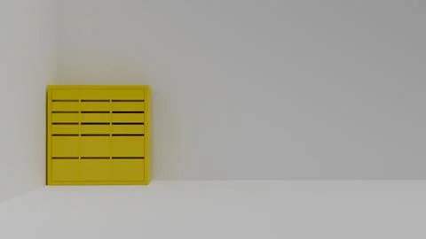 3D model of a mailbox in a white room, parcel terminal, parcel pick-up point 스톡 사진