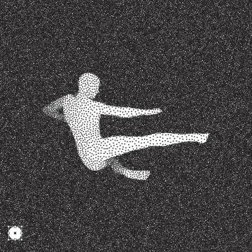 3D model of man. Black and white grainy dotwork design. Stippled vector illus Stock Illustration