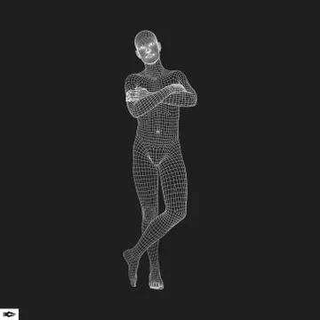 3D Model of Man. Geometric Design. Human Body Wire Model. Stock Illustration