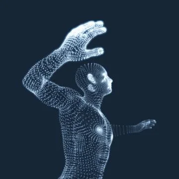 3D Model of Man. Human Body. Design Element. Vector Illustration. Stock Illustration