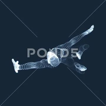 3D Model of Man. Human Body. Design Element. Vector Illustration. Stock Illustration
