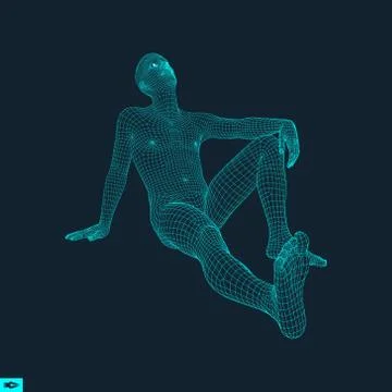 3D Model of Man. Polygonal Design. Geometric Design. Stockillustratie