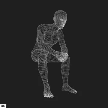 3D Model of Man. Polygonal Design. Geometric Design. Stock Illustration