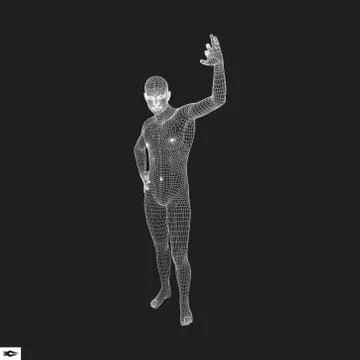 3D Model of Man. Polygonal Design. Geometric Design. Stock Illustration