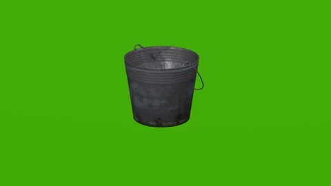 A 3D model of a metal bucket rotates on a green screen Stock Footage 279079047