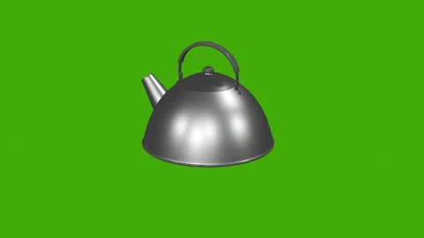 A 3D model of a metal kettle rotates on a green screen Stock Footage 279062545