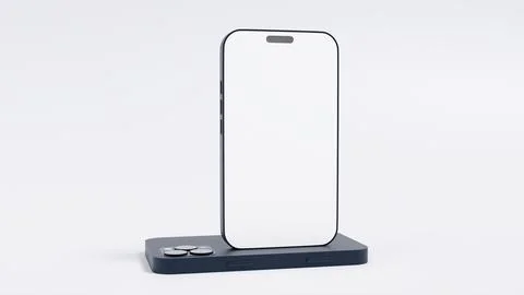 3D model of mobile touch phone from back and front with white screen on white Stock Illustration