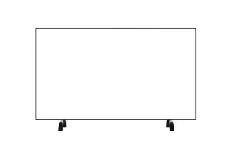 3D model of a modern TV with a white screen on black legs and a thin frame,.. Stock Illustration