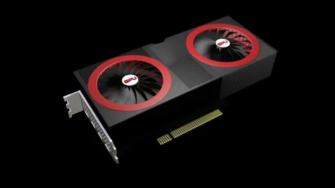 3D model of a modern video card with rotating coolers close-up. 3d render Stock Footage 150712628