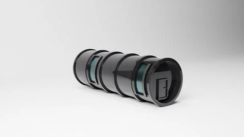 3D model of a modular shelter in cylindrical sections with a door for themes  Stock Illustration