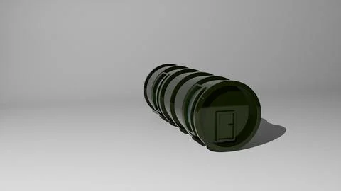 3D model of a modular shelter in cylindrical sections with a door for theme.. Stock Illustration