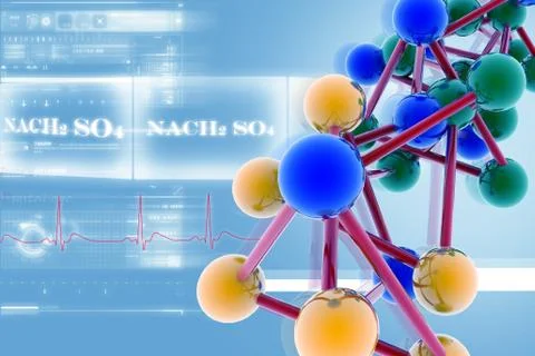 3d Model of a molecule from color spheres and rod Stock Illustration