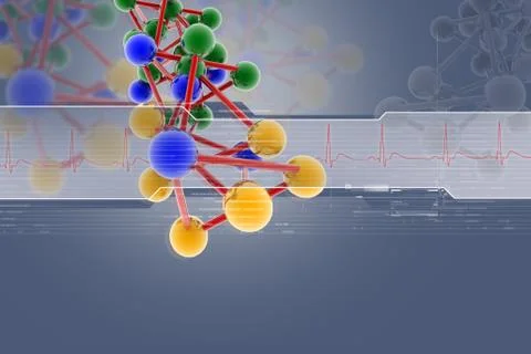 3d Model of a molecule from color spheres and rod Stock Illustration