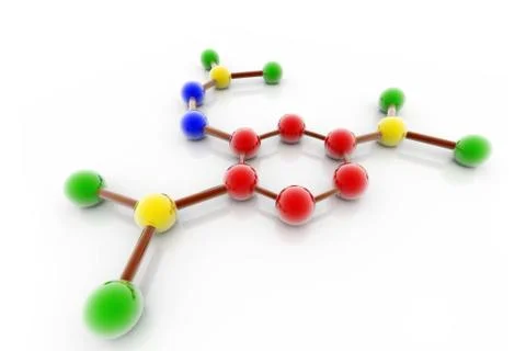 3d Model of a molecule from color spheres and rod Stock Illustration