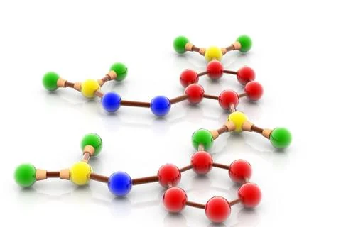 3d Model of a molecule from color spheres and rod Stock-Illustration